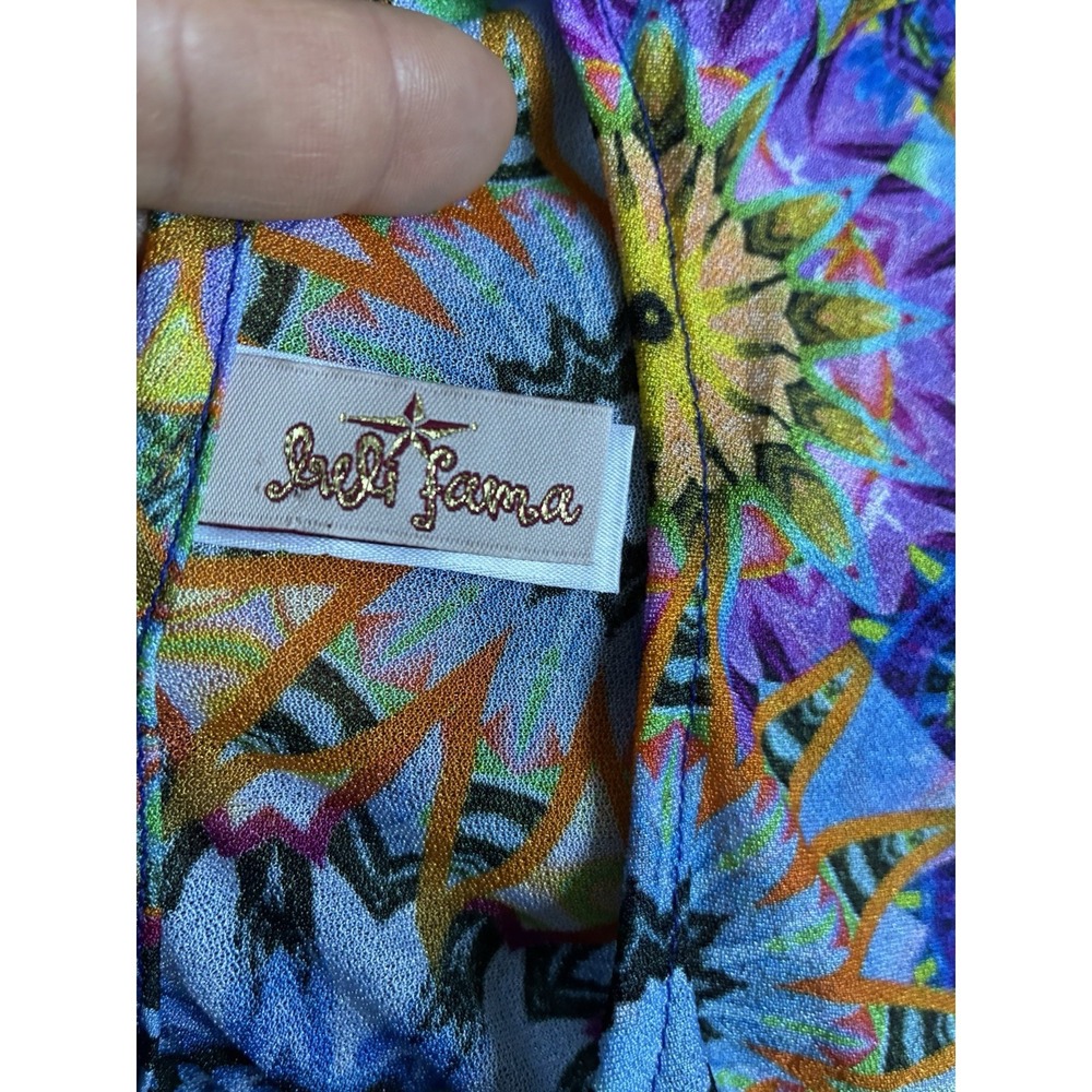 Luli Fama Medium Kaleidoscope Print Batwing Swim Cover Up Resort Tunic - Picture 4 of 16